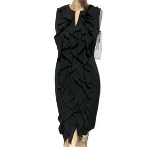 Calvin Klein Women’s Sleeveless Black Dress Women’s Size 2 Ruffle Front LBD NWT